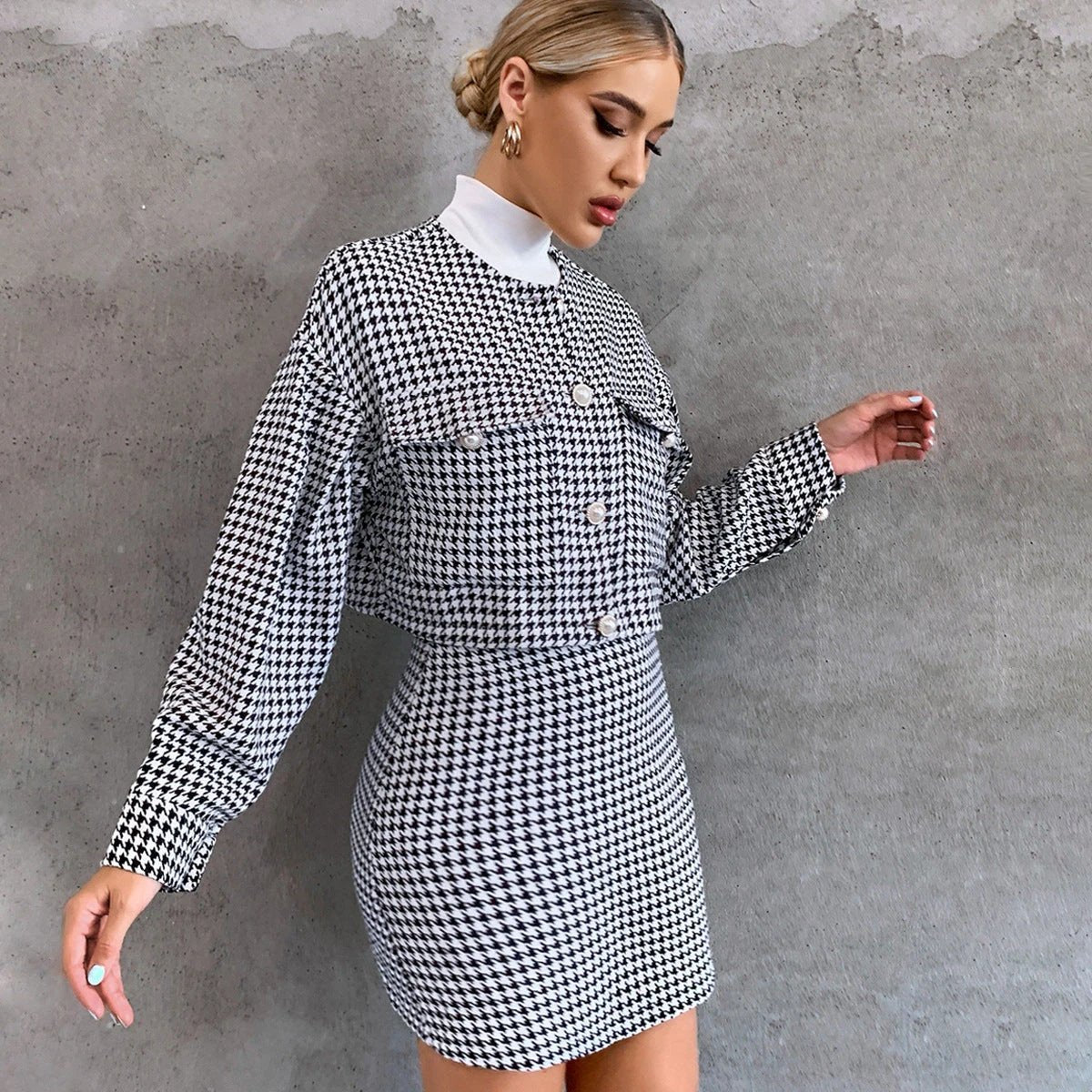 Tight-Fitting Dress Top Jacket Suit Sexy Tight-Fitting Two-Piece Suit by GJG Denim