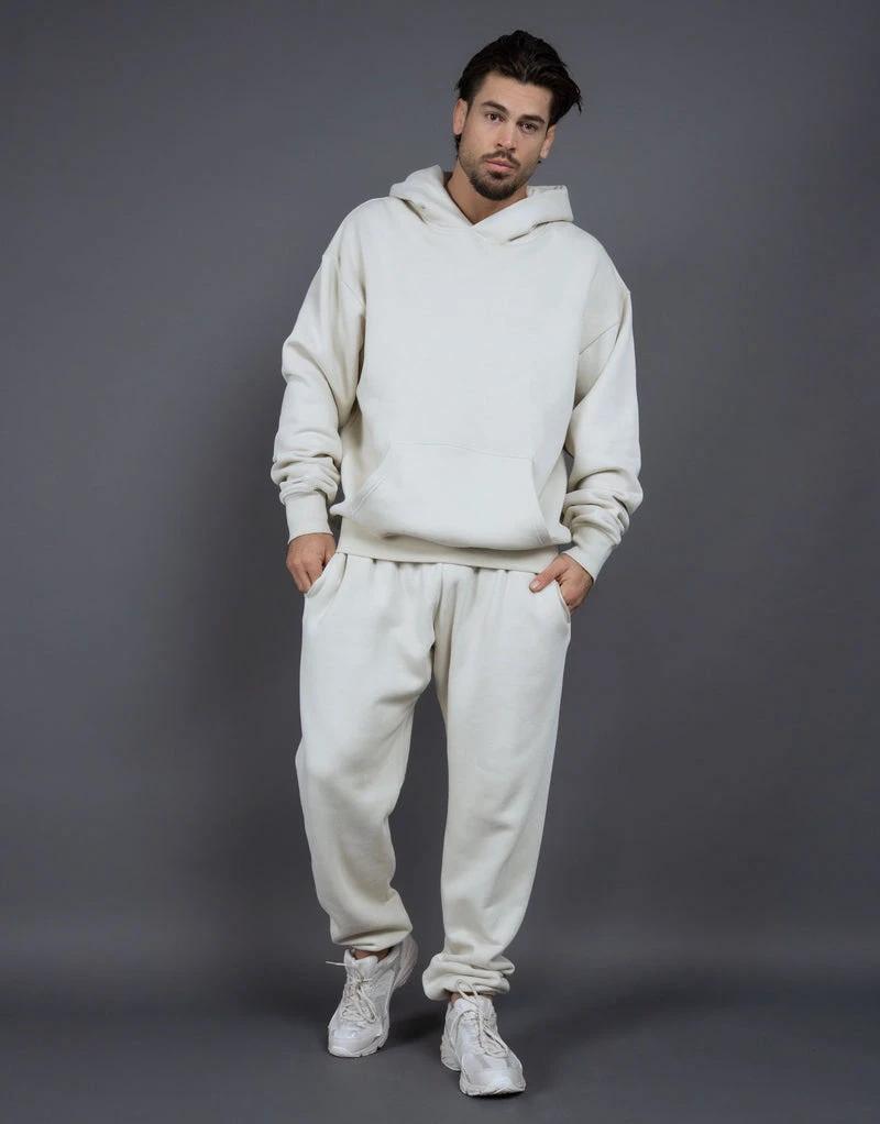 Men's Casual Loose Solid Color Hooded Sweatshirt Pants by GJG Denim