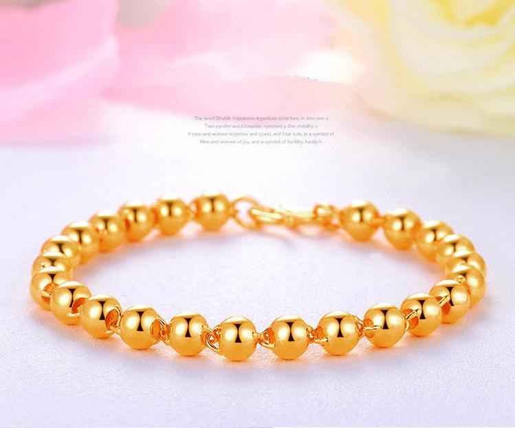 Men's Gold Round Bead Bracelet by GJG Denim