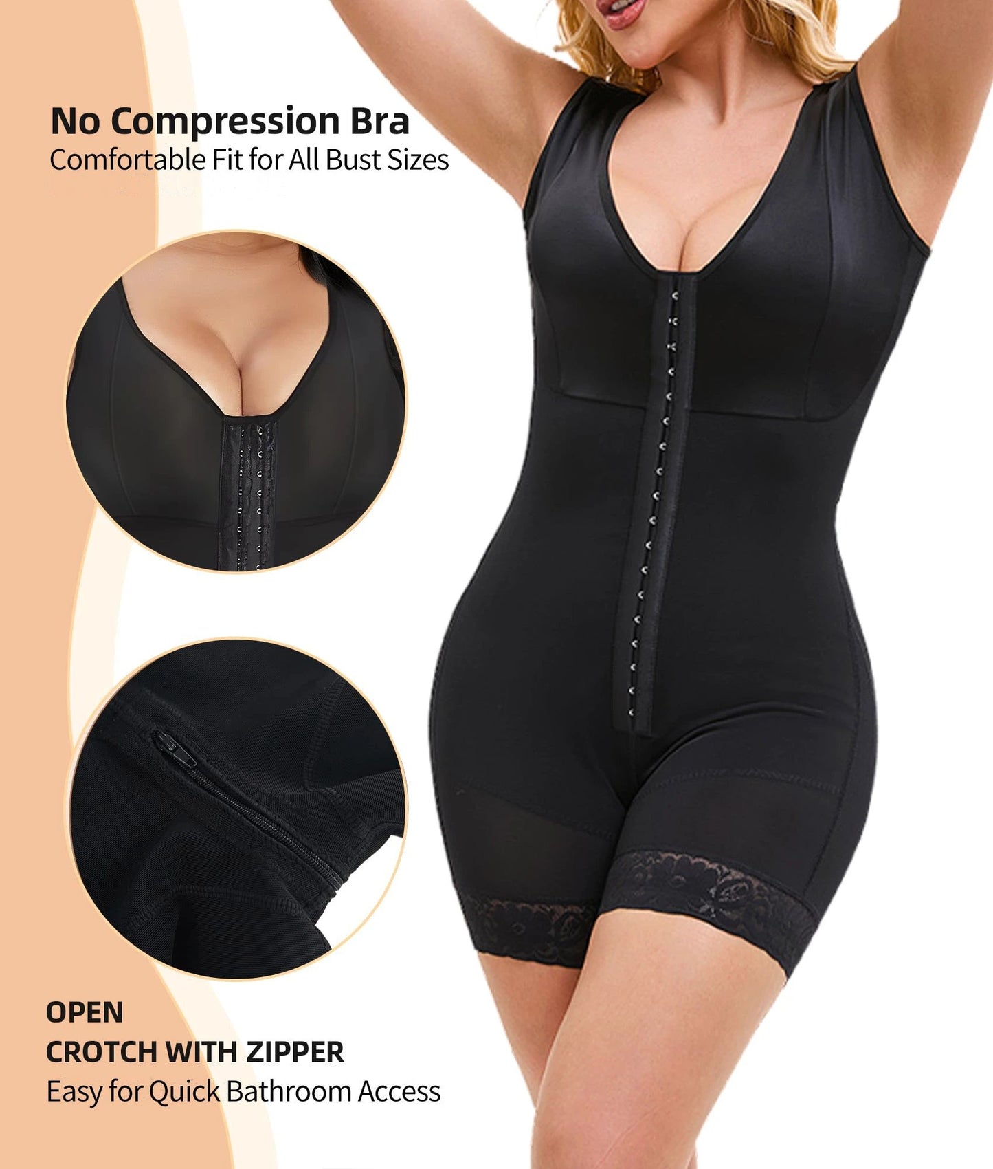 Shapewear For Women Tummy Control Post Surgery Full Body Shaper Butt Lifter With Zipper Elegant by GJG Denim