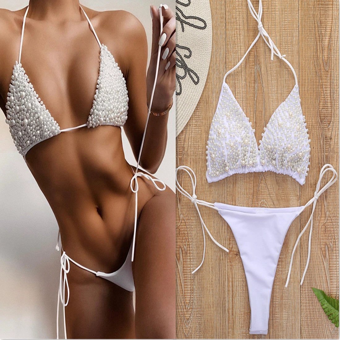 Halter Mini Bikini Female Swimsuit Women Swimwear Two-pieces by GJG Denim