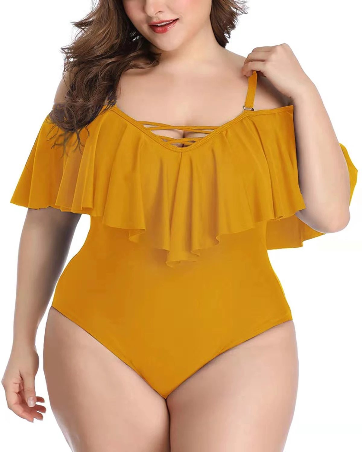 Ruffled plus size slimming bikini by GJG Denim