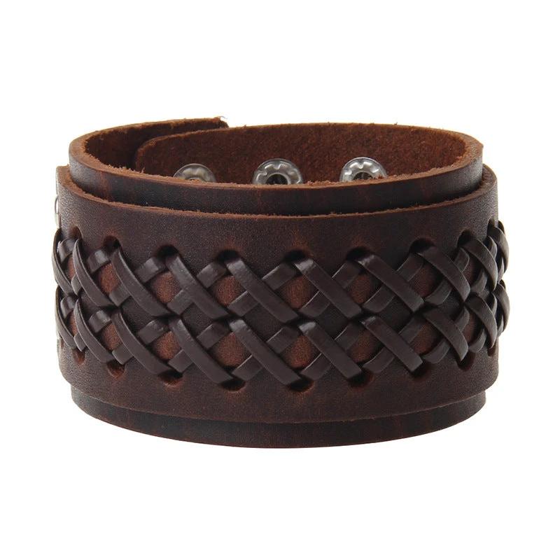 Men's Multi-layer Vintage Cowhide Rope Bracelet by GJG Denim