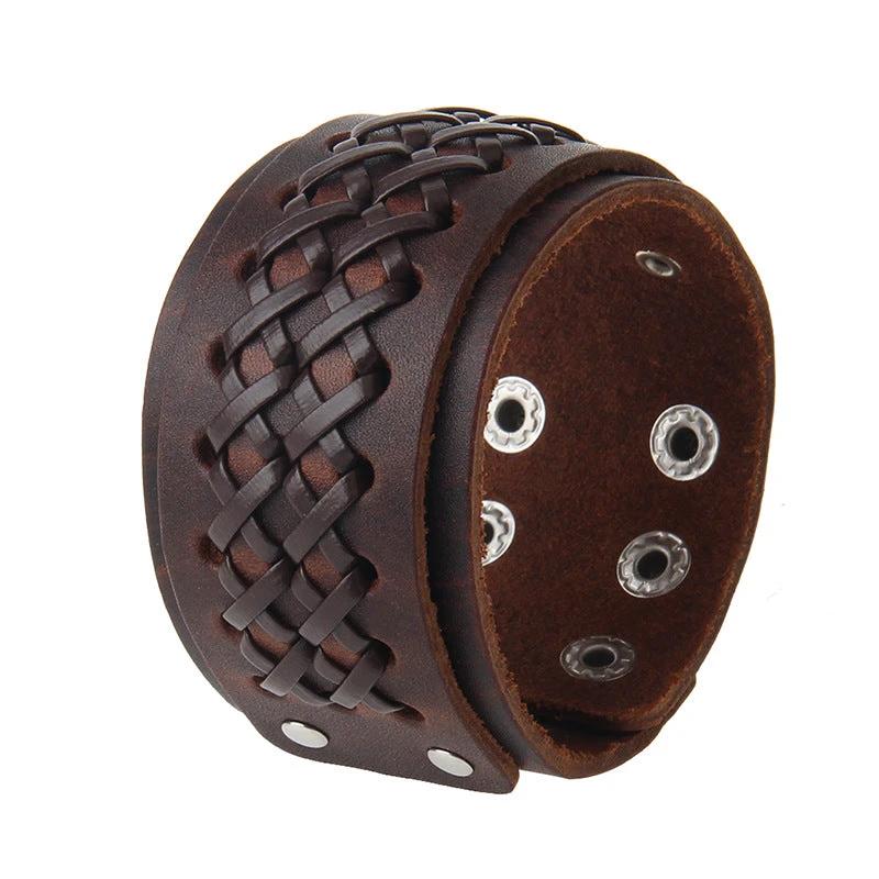 Men's Multi-layer Vintage Cowhide Rope Bracelet by GJG Denim