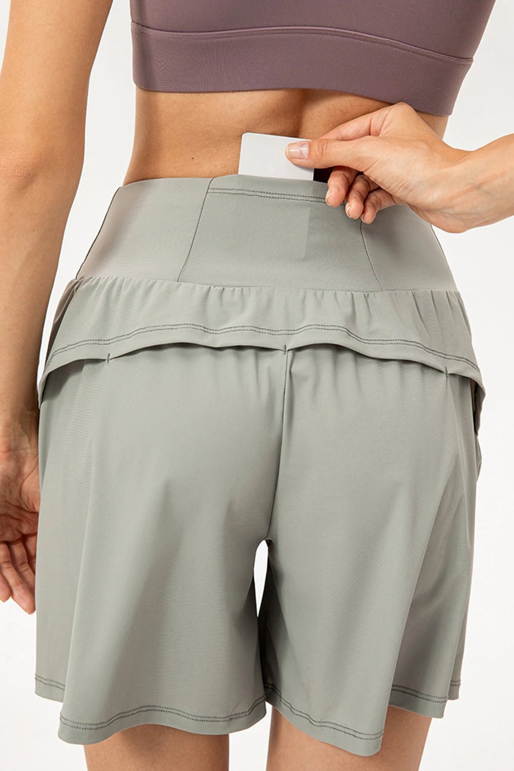 Pocketed Elastic Waist Active Shorts by Lady Ros