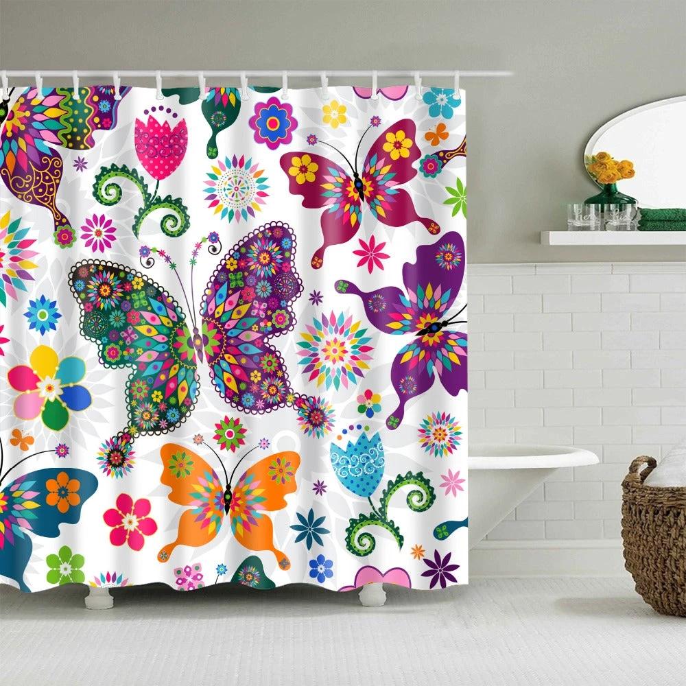 Geometric Print Shower Curtain by GJG Denim