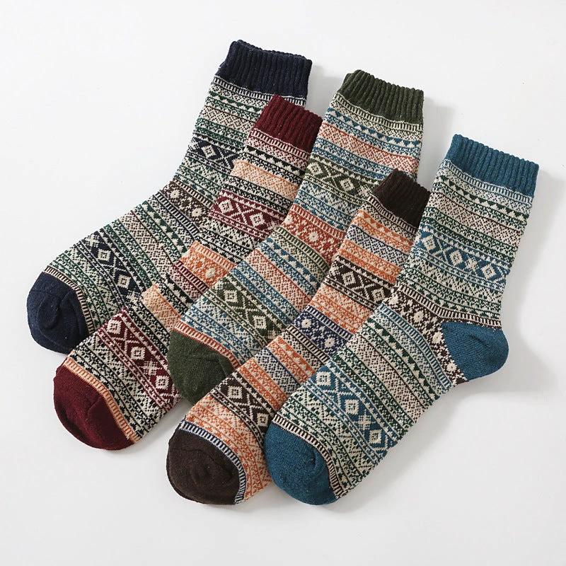 Retro Large Square Wool Socks For Men by GJG Denim
