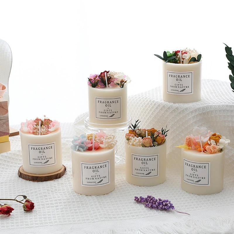 Dried Flowers Decor Romantic Candles by GJG Denim