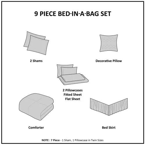 Queen Boho Comforter Set With Bed Sheets by GJG Denim