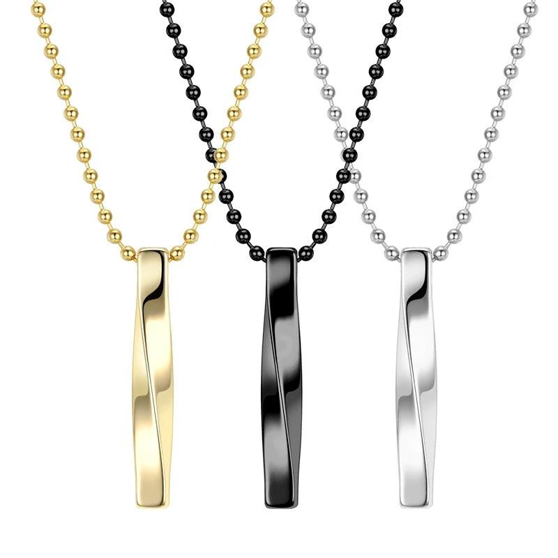 Titanium Steel Long Bar Shape Necklace For Men by GJG Denim