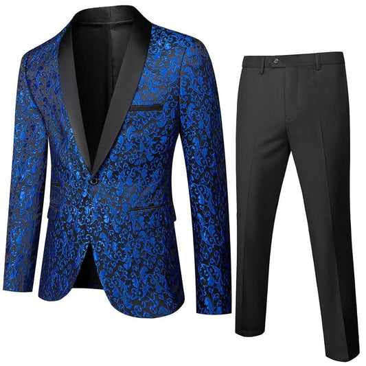 Men's Business Casual Slim Fit Two-piece Suit by GJG Denim
