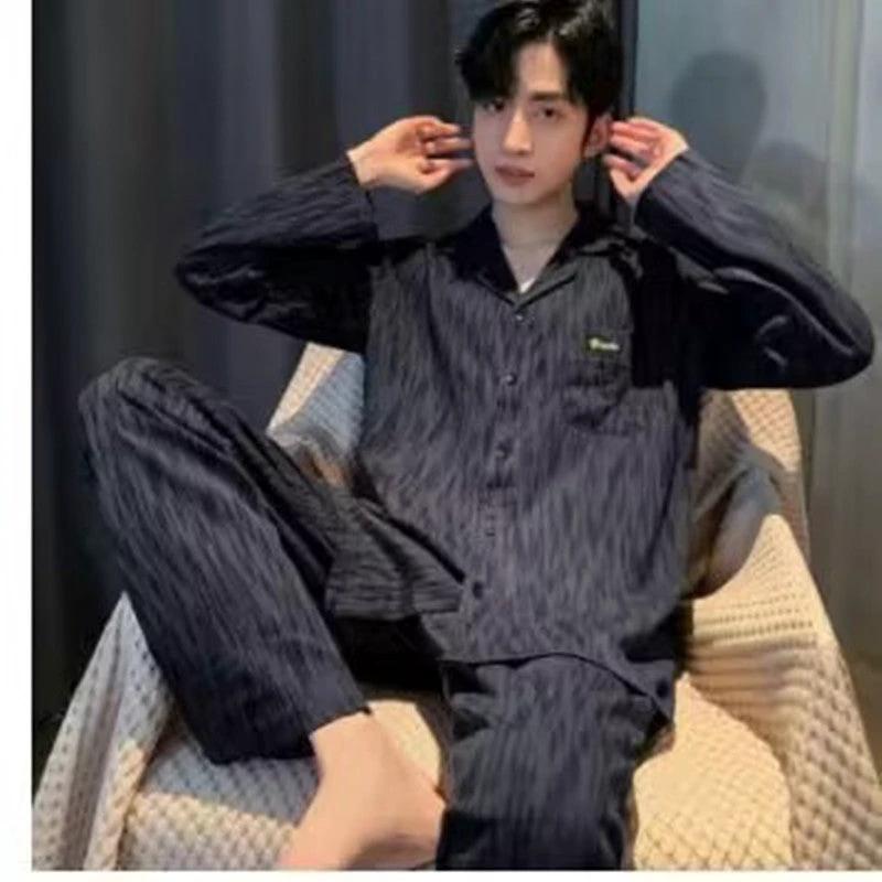 Men's Cotton Long-sleeved Pajamas by GJG Denim