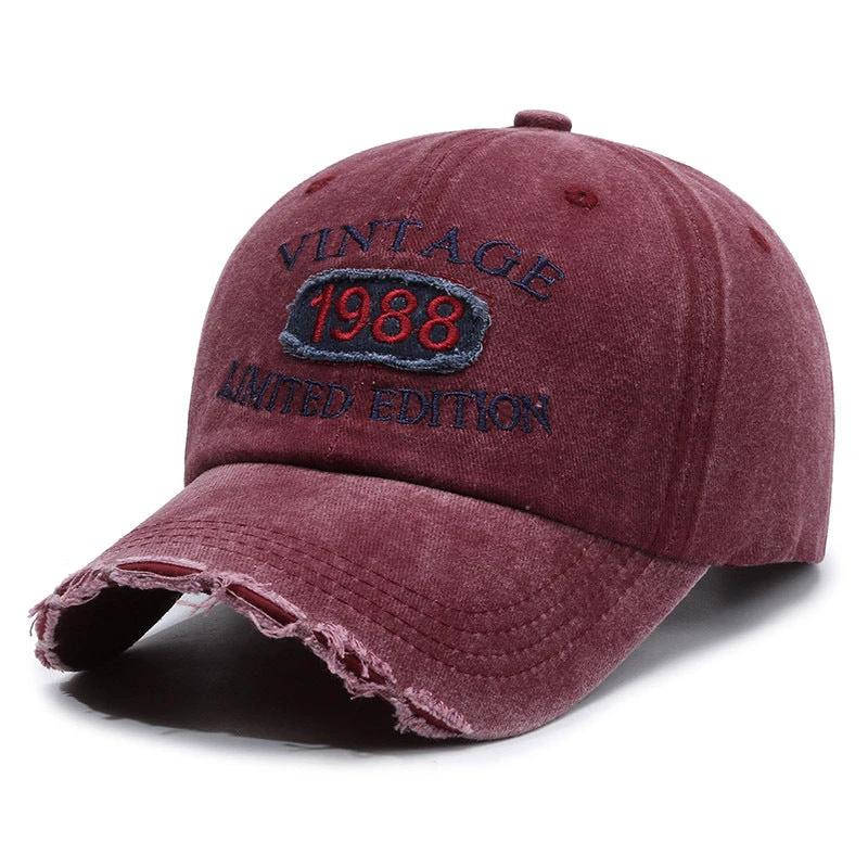 Men's Retro Old Ripped Letter Embroidered Baseball Cap by GJG Denim