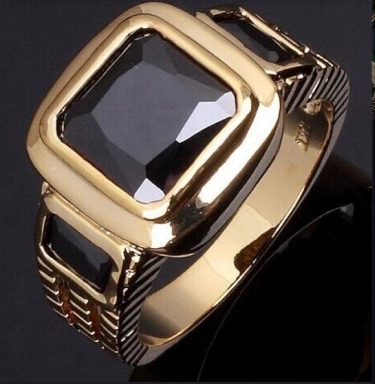 Men's Gold-Plated Micro-Pave Zircon Ring by GJG Denim