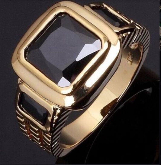 Men's Gold-Plated Micro-Pave Zircon Ring by GJG Denim