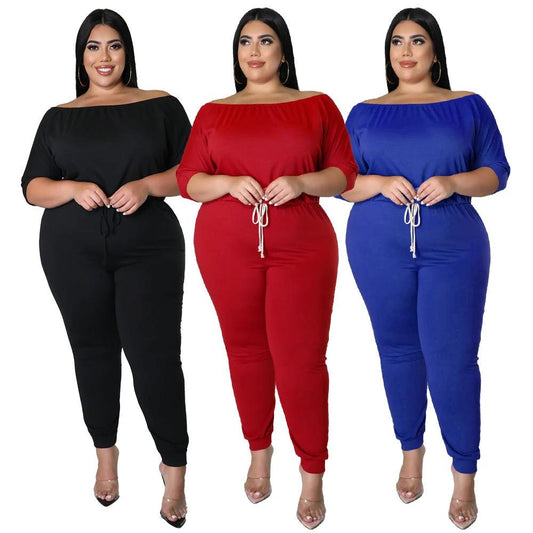 Women's Solid-Colored Sports Jumpsuit With Drawstring, High Waist, And Slimming Design by GJG Denim