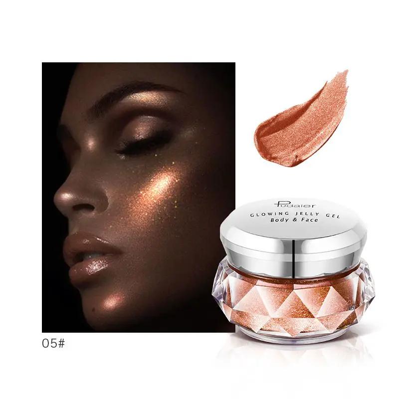 Face Highlighter Jelly Gel Mermaid Eyeshadow Glow Body Glitter Festival Makeup Iluminador Gold Liquid Highlighter Bronzer by GJG Denim