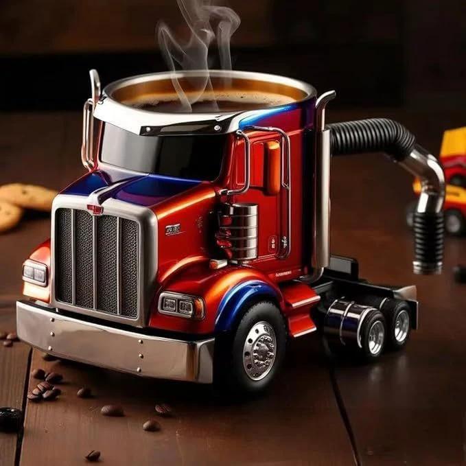 Durable Semi Truck Handcrafted Coffee Cup by GJG Denim