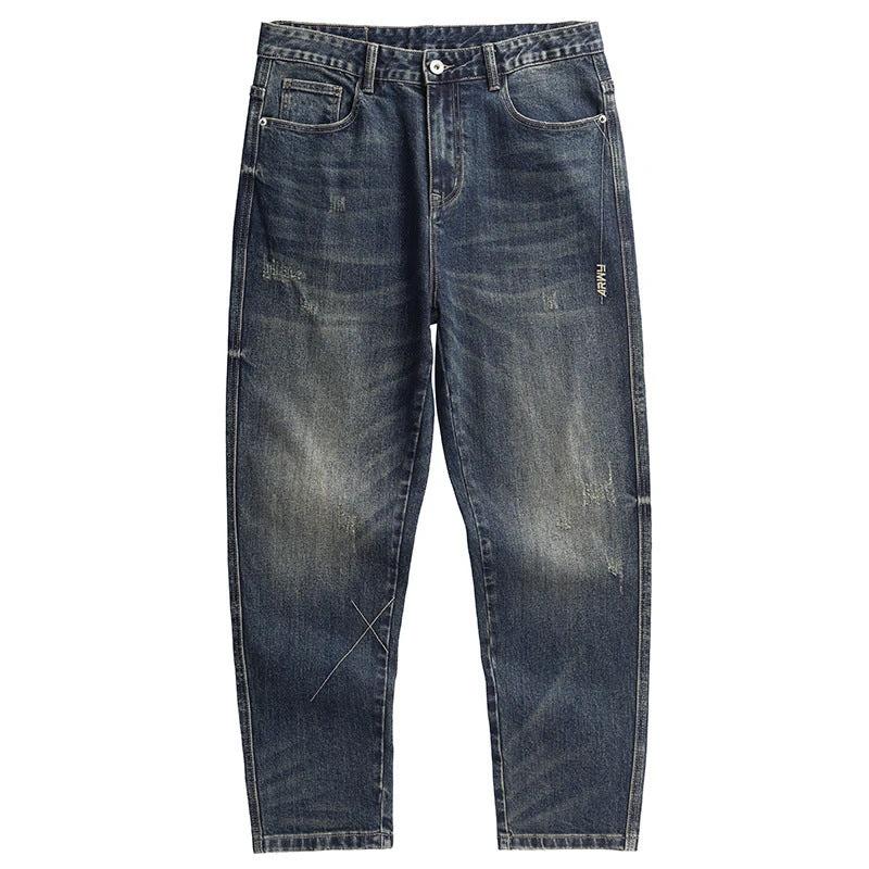 Retro Men's Loose-fit Wide-leg Casual Denim Jeans by GJG Denim