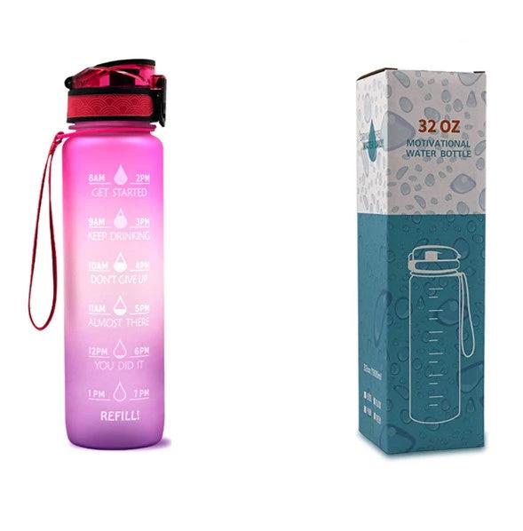 1L Tritan Water Bottle With Time Marker Bounce Cover Motivational Water Bottle Cycling Leakproof For Sports Fitness by GJG Denim