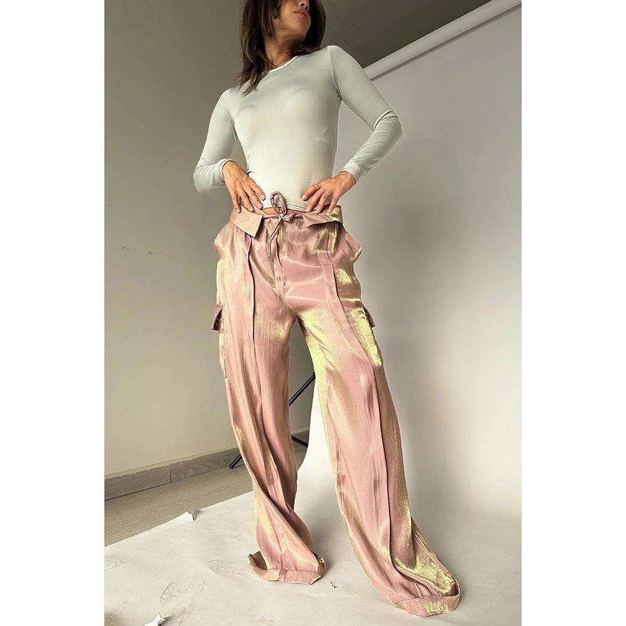 Ins Style Loose Straight Pants With Multi-pocket Design New Fashion Casual Vacation Trousers Womens Clothing by GJG Denim