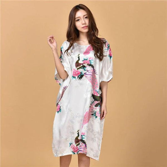 Printed peacock plus size nightdress by GJG Denim