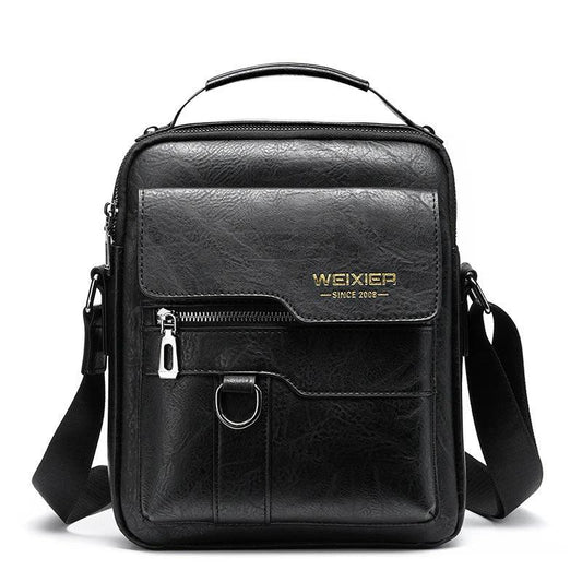 Men's Messenger Bag One Shoulder Retro Business Backpack PU Leather Flaps Crossbody by GJG Denim
