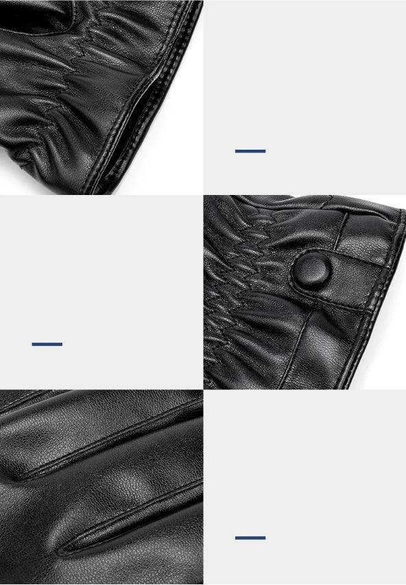 Men's PU Leather Warm Gloves by GJG Denim