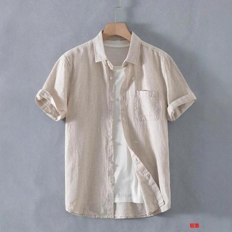 Loose Casual Linen Short-sleeved Shirt by GJG Denim