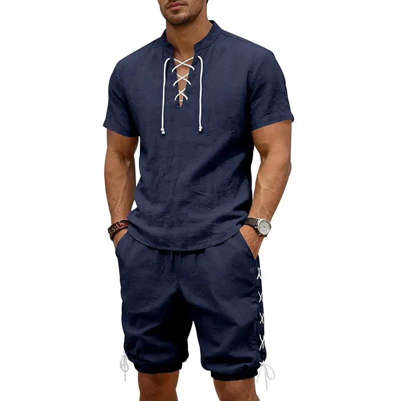 Men's Short-Sleeve Shorts Set by GJG Denim