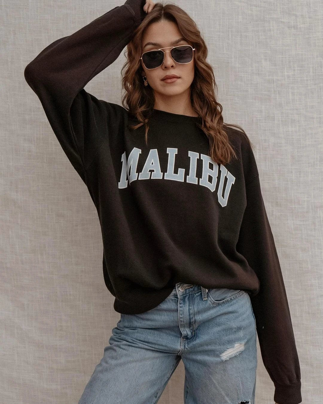 Women's Pullover Loose-fitting Casual Round-neck Top by GJG Denim