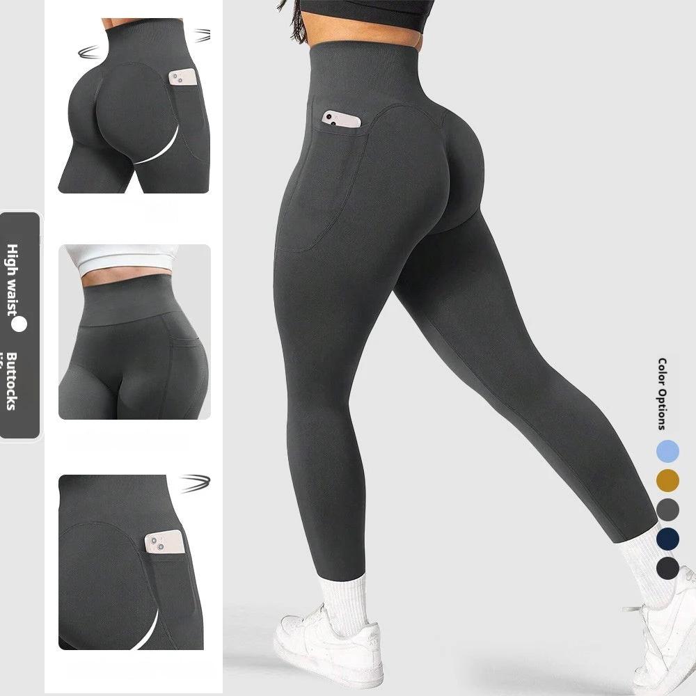Womens Stretchy Pocketed Seamless Yoga Pants by GJG Denim