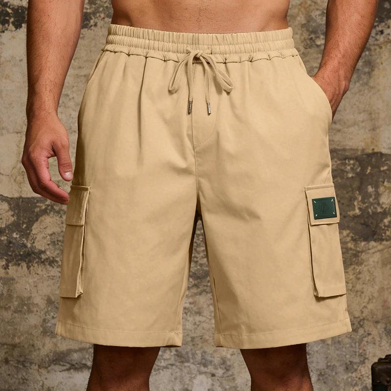 Men's Loose Elastic Casual Multi Pocket Shorts by GJG Denim
