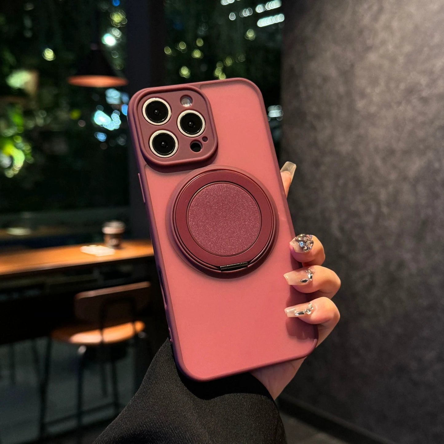 Skin-sensitive Magnetic Rotating Bracket Frosted Drop-resistant Phone Case by GJG Denim