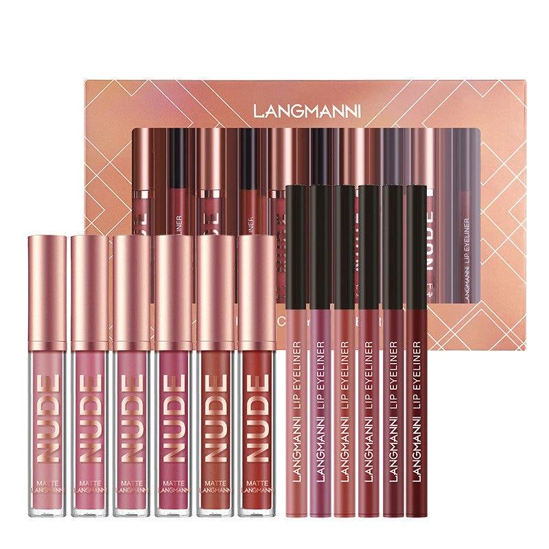 Lip Liner And Lipstick Makeup 12 Pcs Set 6 Matte Lipstick 6 Lip Liner Pens Waterproof Long Lasting Matte Lipstick Beauty Cosmetics Makeup Gift For Girls Lipstick Set by GJG Denim