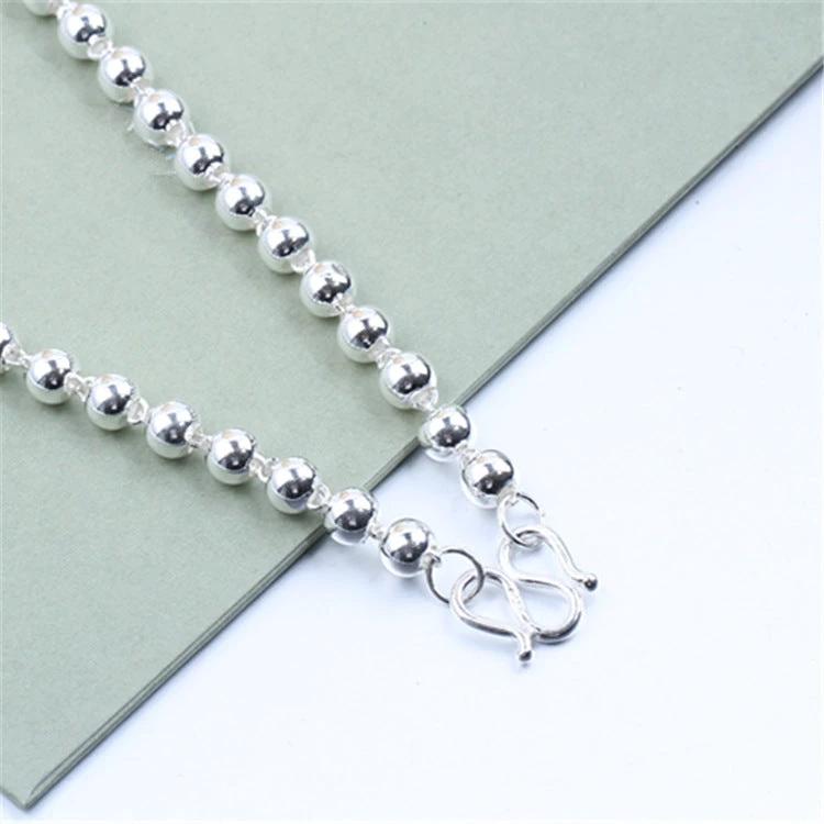 Men's Round Beads Silver Necklace by GJG Denim