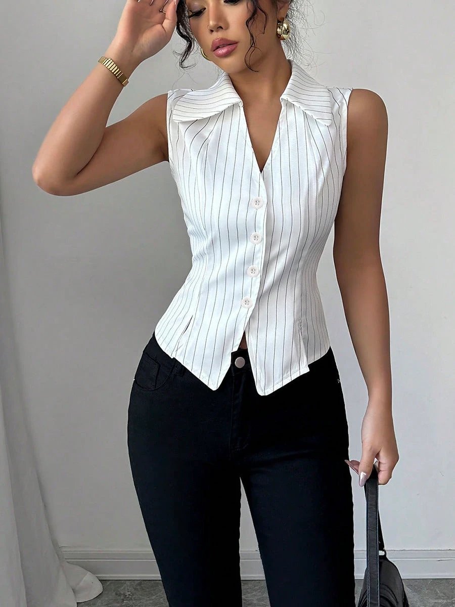 Striped Sleeveless Shirt by GJG Denim