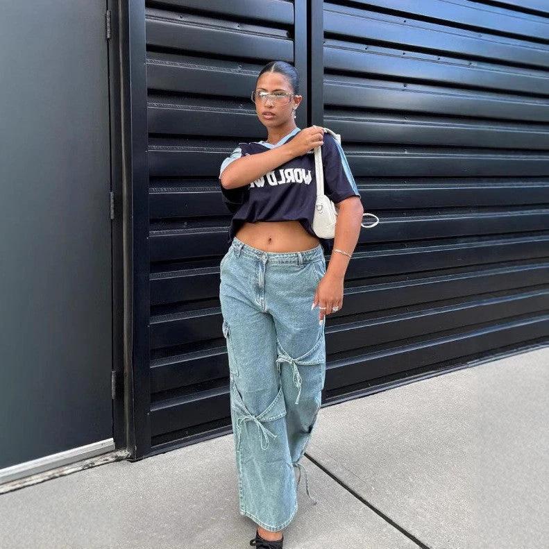 Women's Fashionable Wide Leg Pants Loose Trousers by GJG Denim