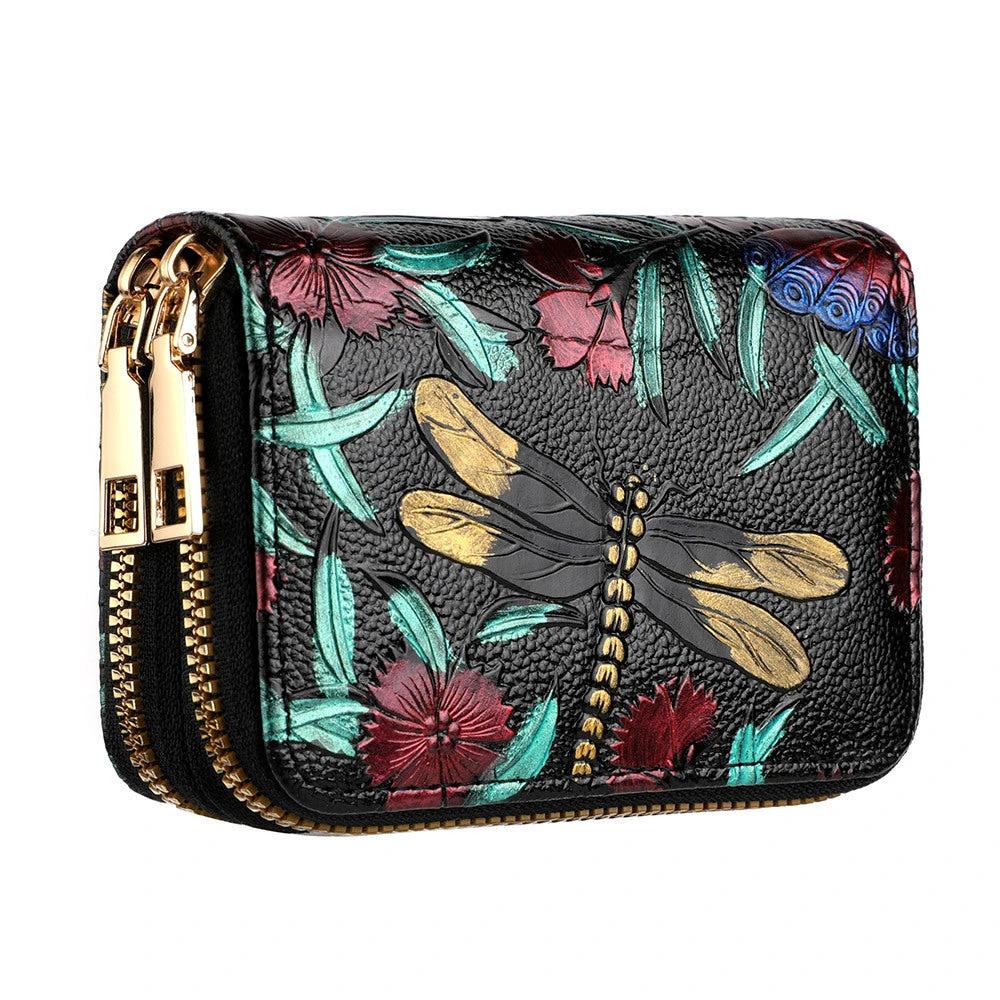 Women's Multiple Card Slots Hand-painted Wallet Double Layer by GJG Denim