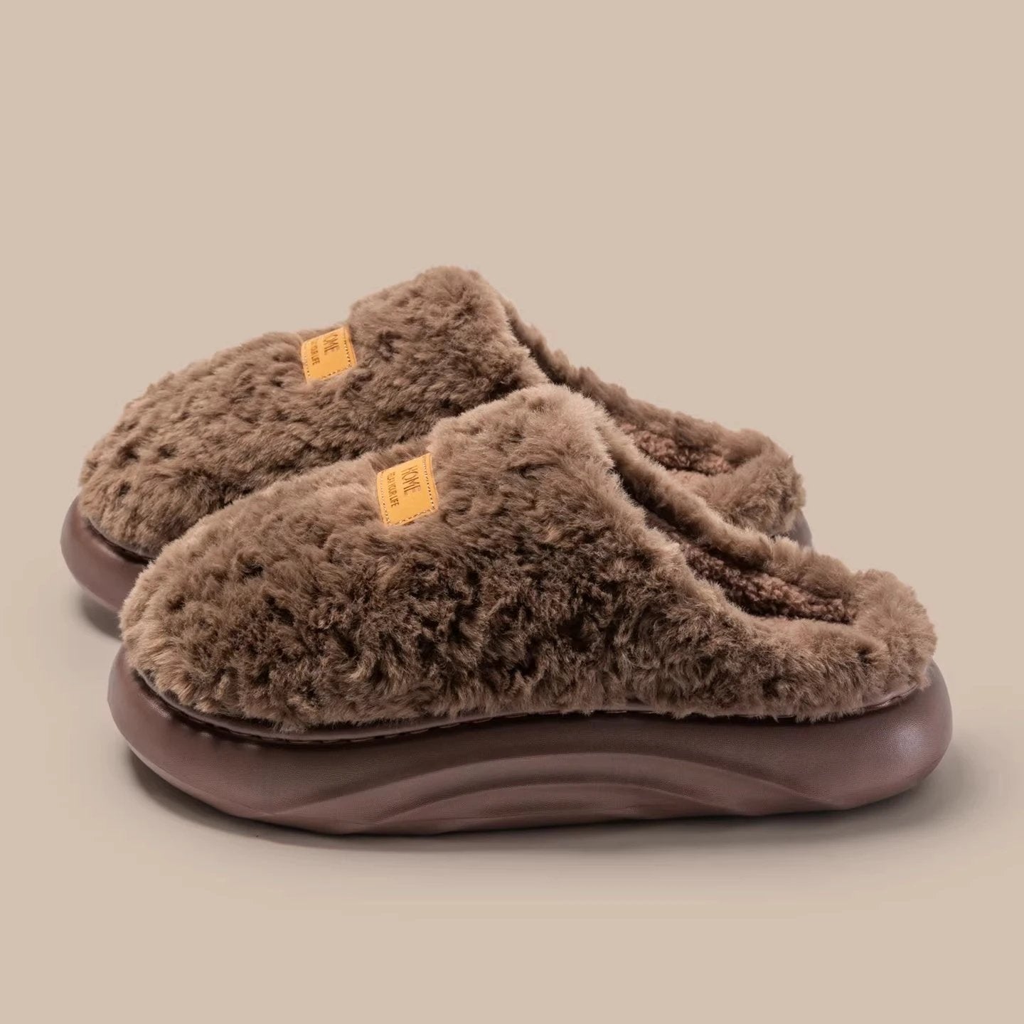 Womens Plush Thick Soled Cotton Slippers Warm Non Slip Perfect For Indoor Home Wear by GJG Denim