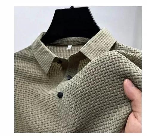 Mesh Ice Silk Short Sleeve Dress Shirt by GJG Denim