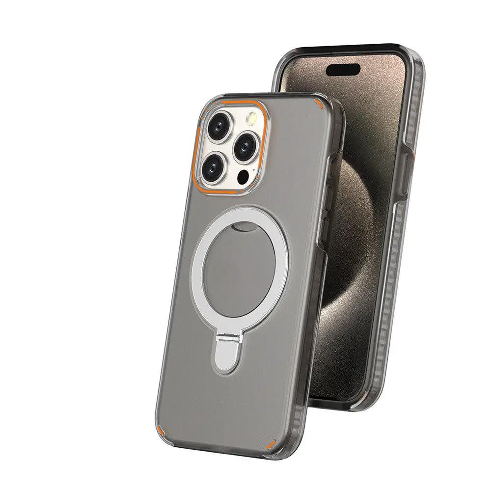 New Colorful Magnetic Bracket Phone Case With Holder Stand Cover For Magesafe Magnetic Transparent Wireless Charge Case For Phone by GJG Denim