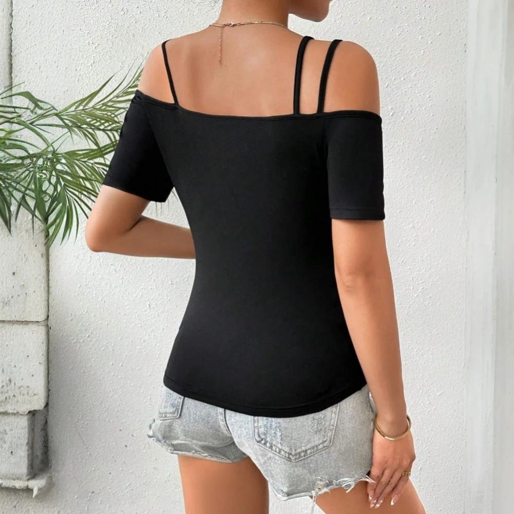 Womens Minimalist Sexy Off-shoulder Camisole Top by GJG Denim