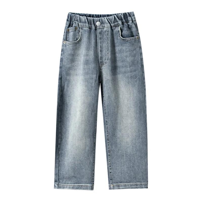 Trendy Boys Straight Loose Jeans Solid Color by GJG Denim