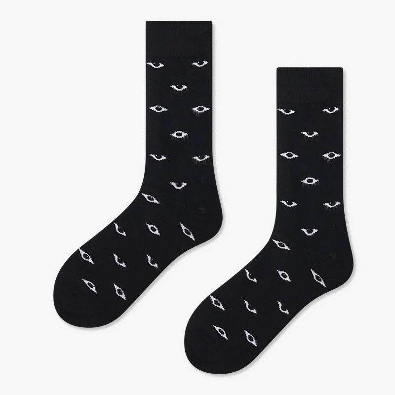 Men's Creative And Minimalist Printed Casual Breathable Mid Length Socks by GJG Denim
