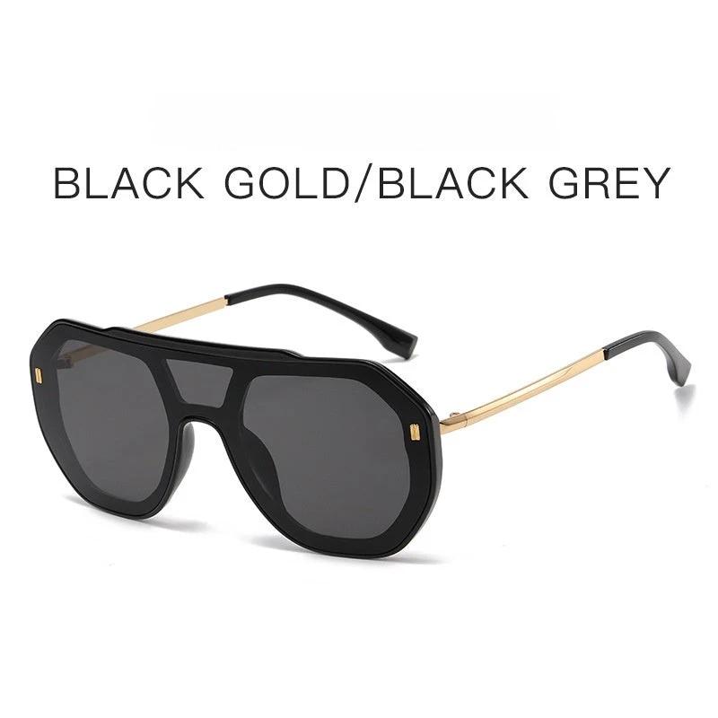 Large-frame Personalized Semi-metal One-piece Sunglasses For Men by GJG Denim