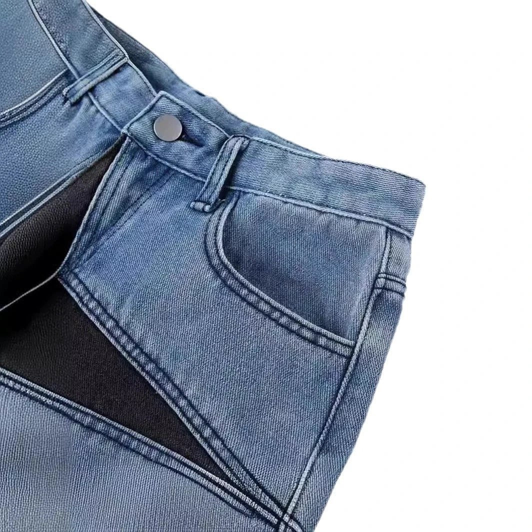 Trendy Loose Contrast Color Five-pointed Star Shorts by GJG Denim