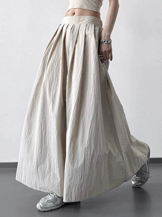 Pleated Linen Maxi Skirt by Lady Ros