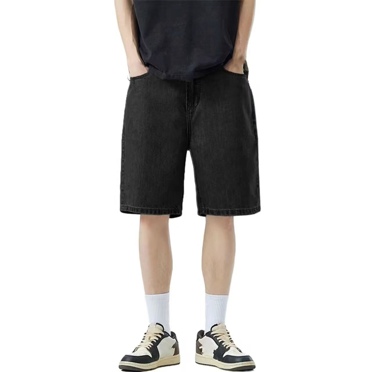 Loose-fitting Five-quarter-length Denim Shorts For Men by GJG Denim