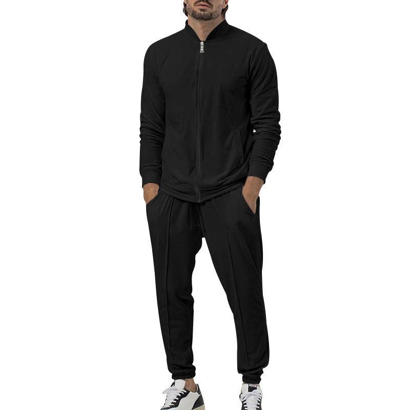 Casual Zipper Long Sleeve Men's Coat Trousers Suit by GJG Denim